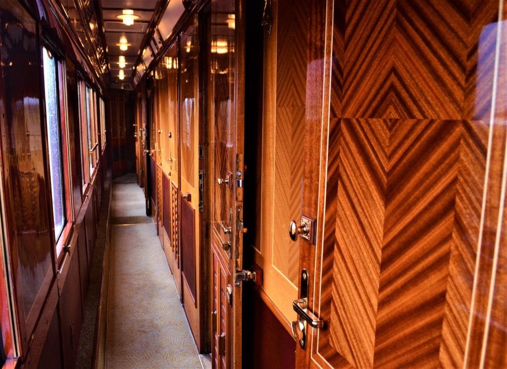 Beautiful woodwork adorns all the cars on the Orient Express