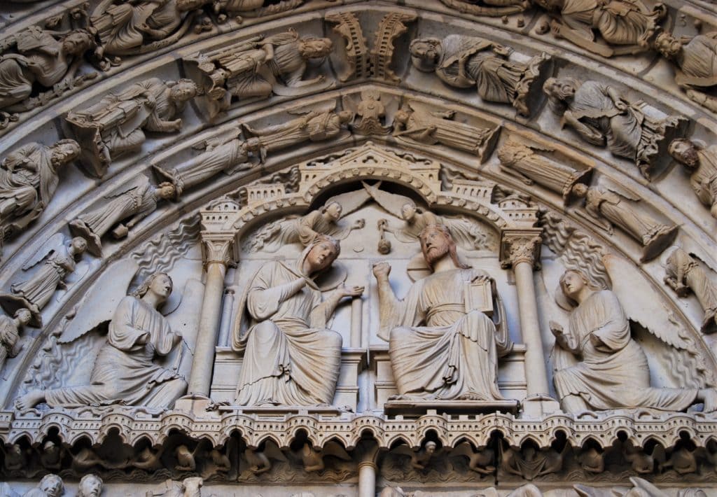Details of the sculptures over the doors of the Chartres Cathedral