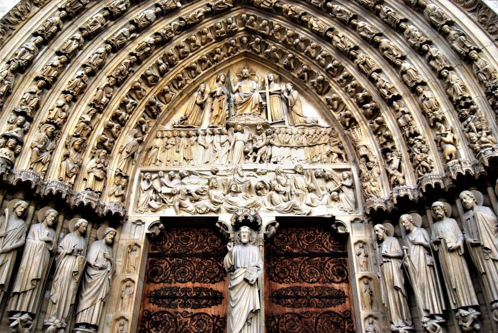 One of the highly elaborate entrance doors of Notre Dame de Paris