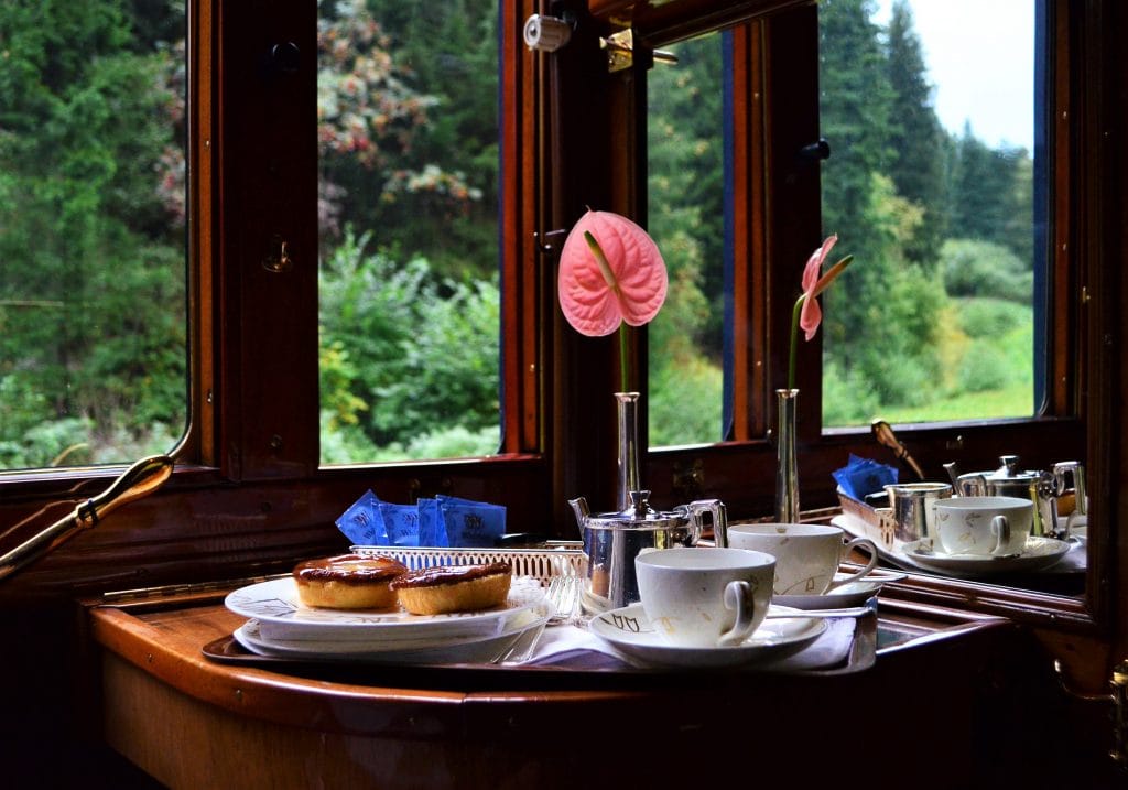 Afternoon tea served in our cabin on the Orient Express