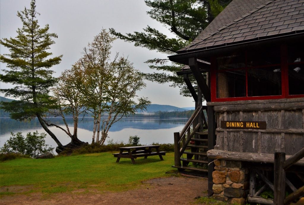 The dining hall at Camp Sagamore is perfectly situated to take advantage of the scenic views over the lake