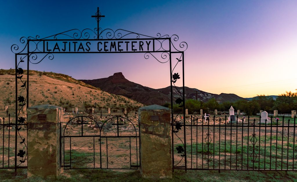 The Lajitas cemetery at sunrise