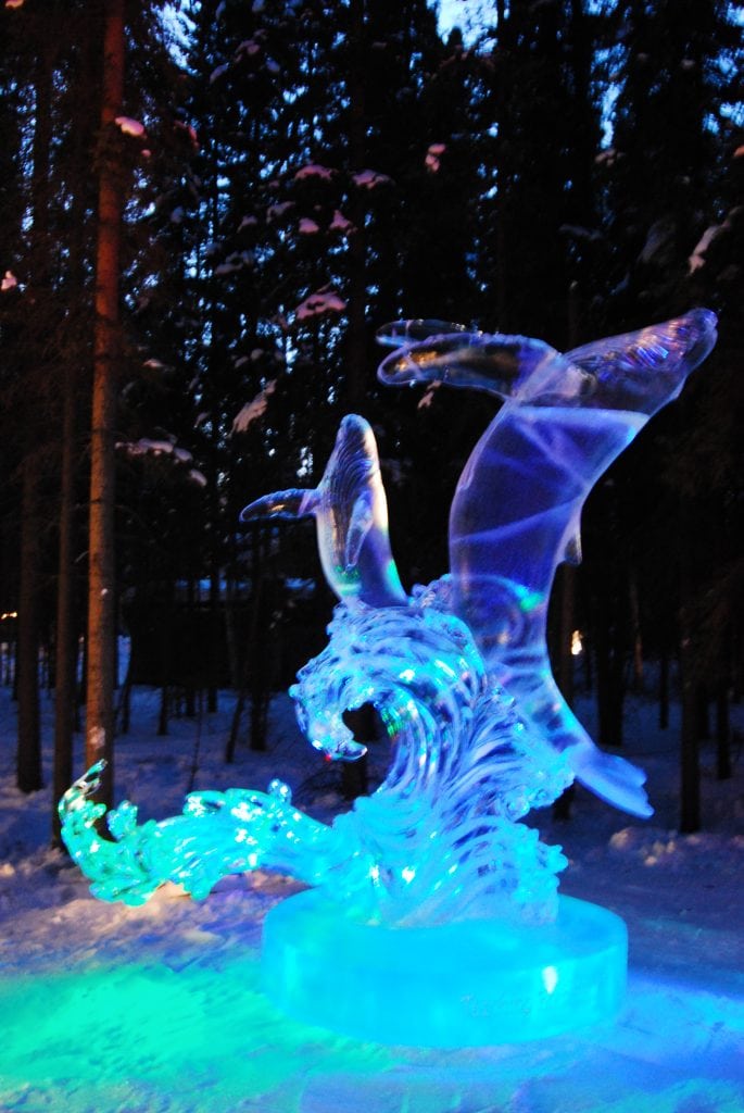Ice sculptures at night