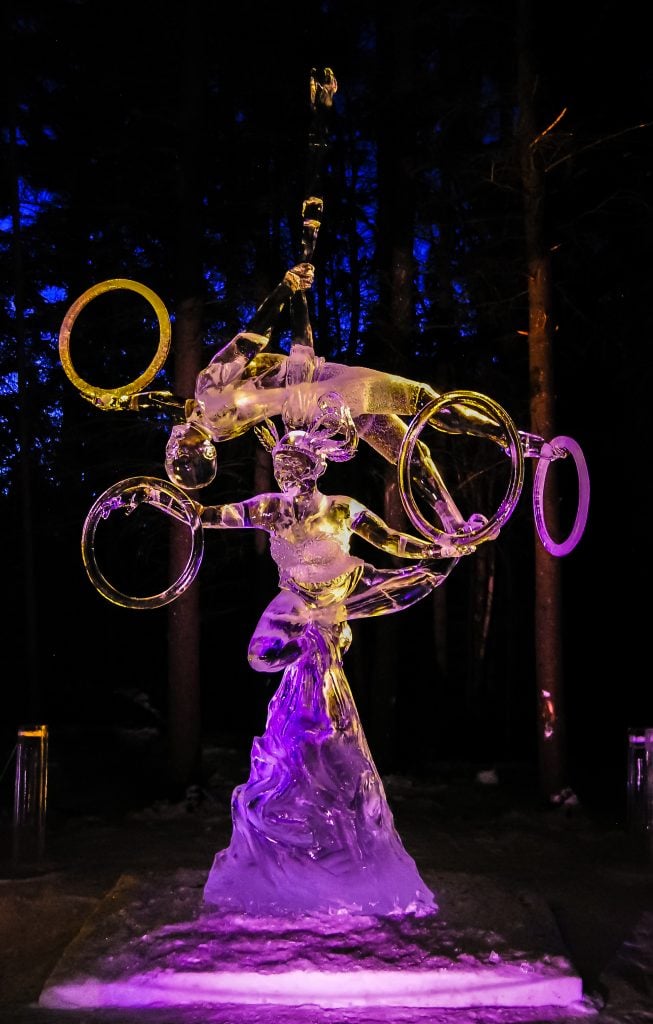 Ice sculptures at night