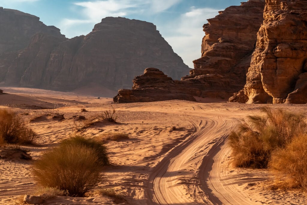 The beautiful desert scenery in Wadi Rum