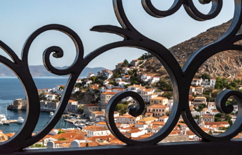 Looking down at the town of Hydra