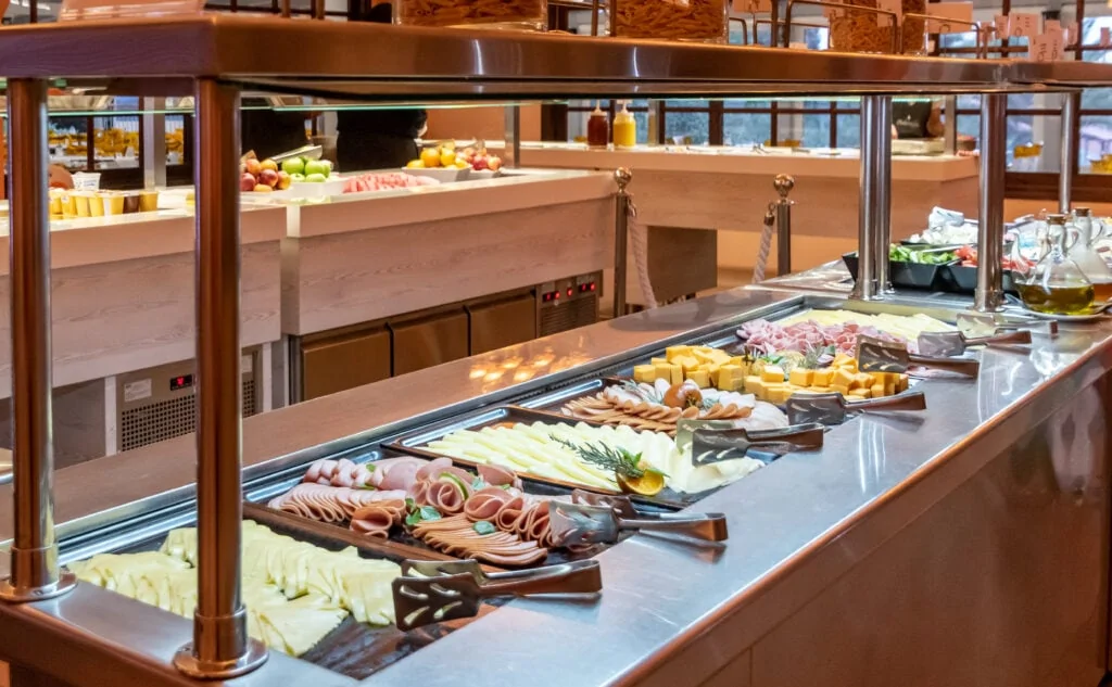 The large buffet at the Philoxenia Hotel