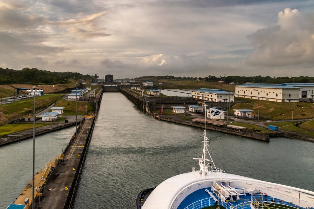Entering the Panama Canal lock