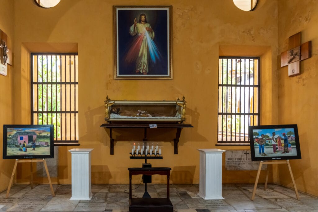 Paintings on display at Santo Domingo Church Cartagena