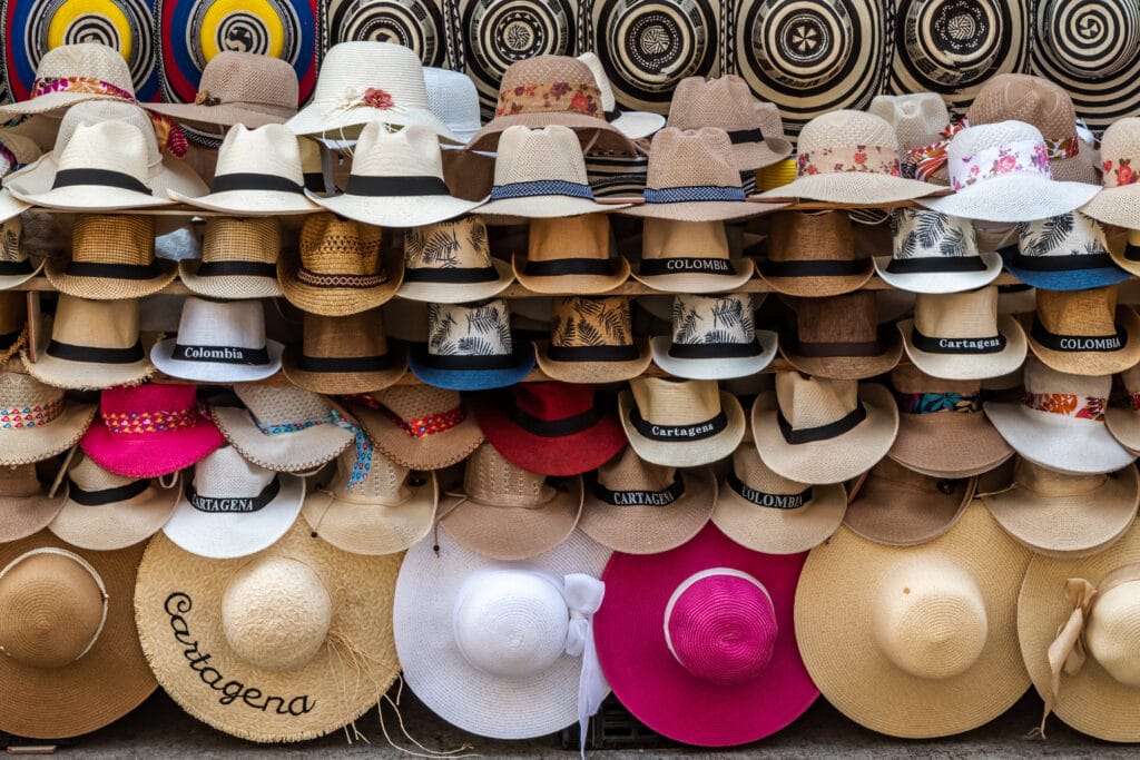 shopping for hats is one of the things you can do on a day in Cartagena Columbia