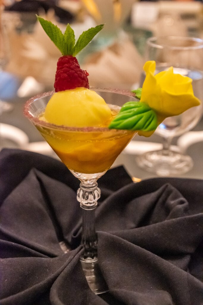 Sorbet course at the Chef's Table on the Sky Princess