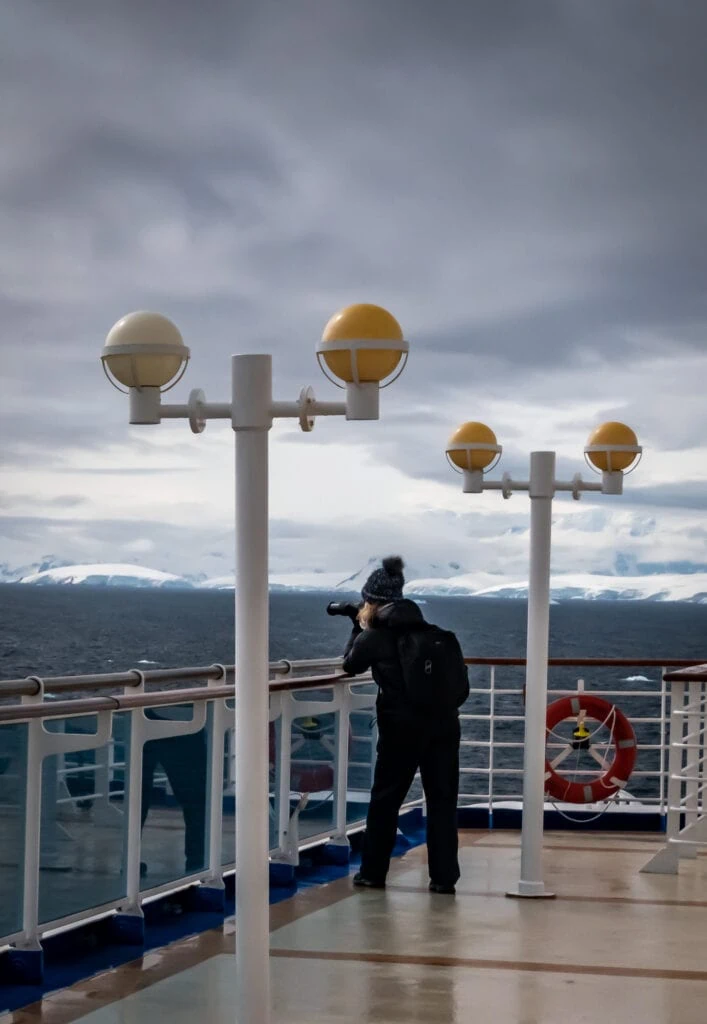 Photographing in Antarctica from the deck of a ship