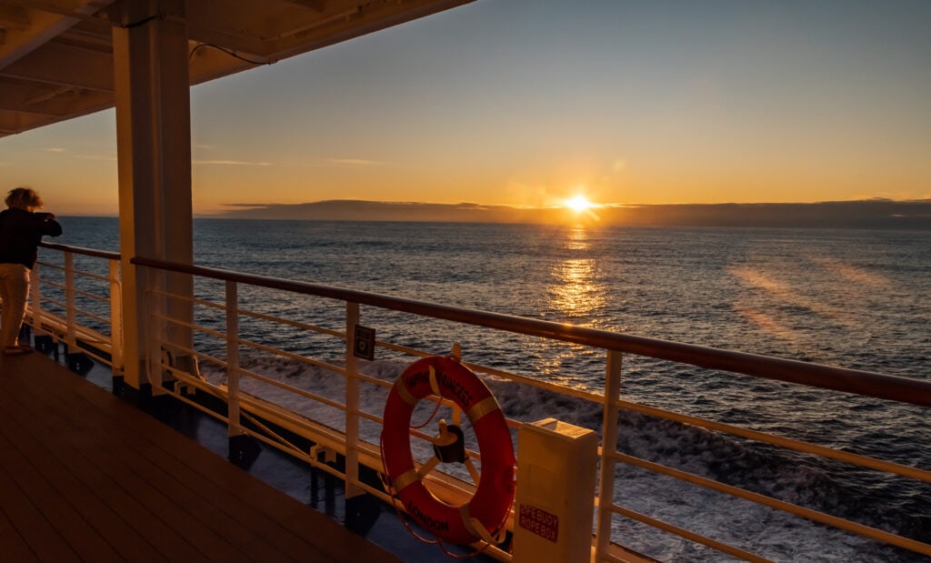 Watching the sun set from the promenade deck of the Sapphire Princess