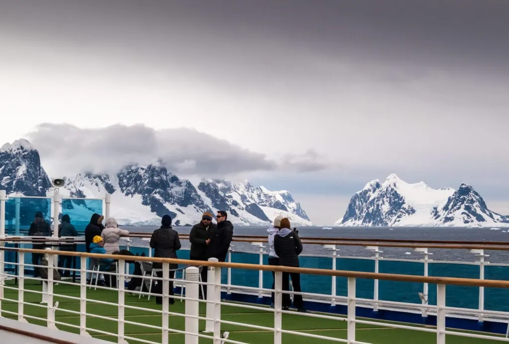 Watching the scenery in Antarctica from the deck of the Sapphire Princess