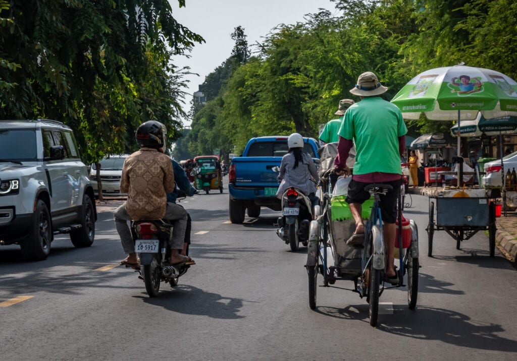 Touring Phnom Penh on a cyclo