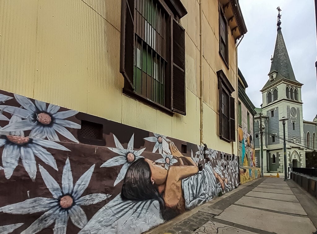 The colorful streets in Valparaiso's historic old town