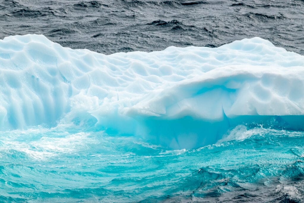 Close up of one of the ice bergs floating near the ship