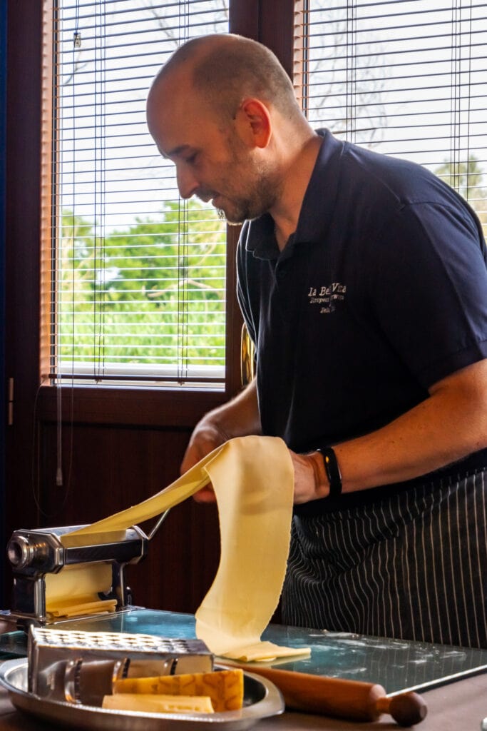 Chef Andrea shows us how he makes lasagne noodles