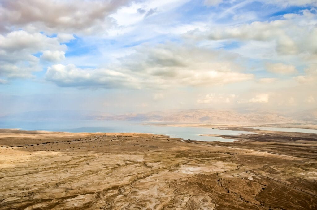 View of the Dead Sea in Israel from the Masada Fortress