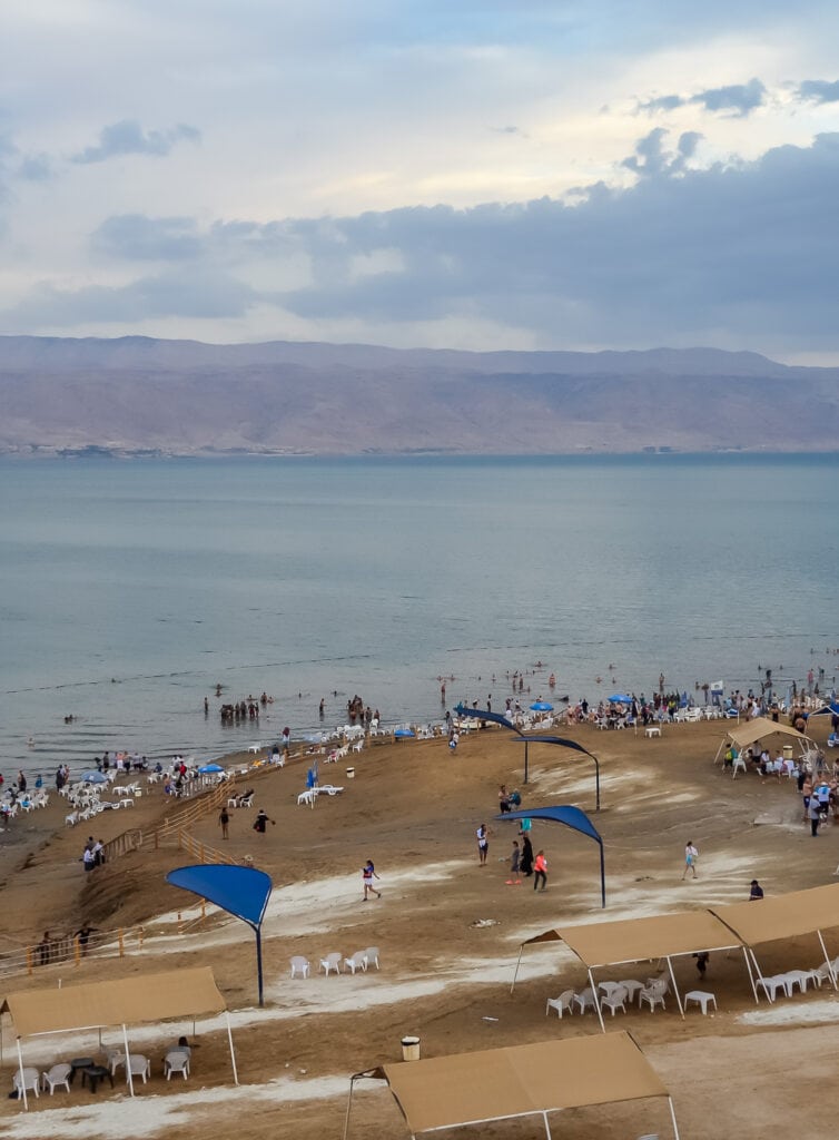 Public beach on the Dead Sea in Israel