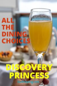 A comprehensive list of all the dining options on the Discovery Princess