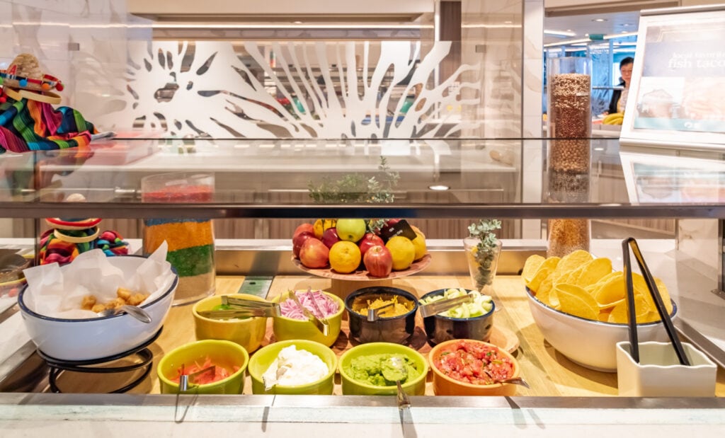 Mexican station at the buffet on the discovery Princess