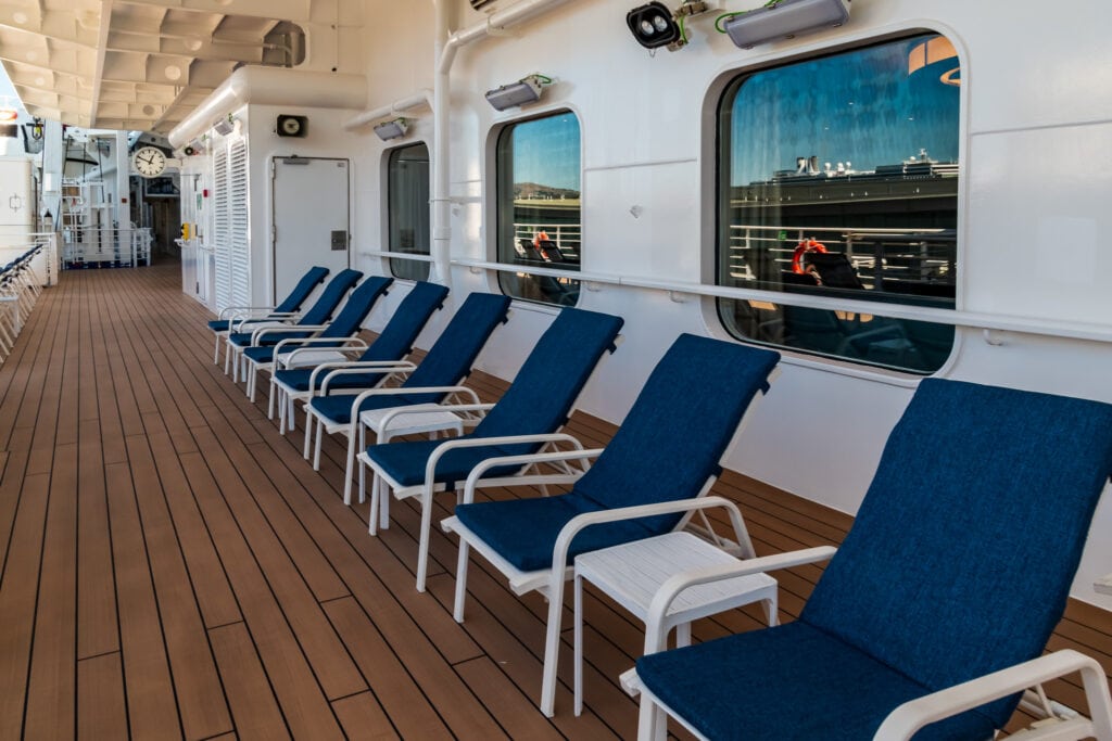 Aft deck space on deck 7 with some lounge chairs