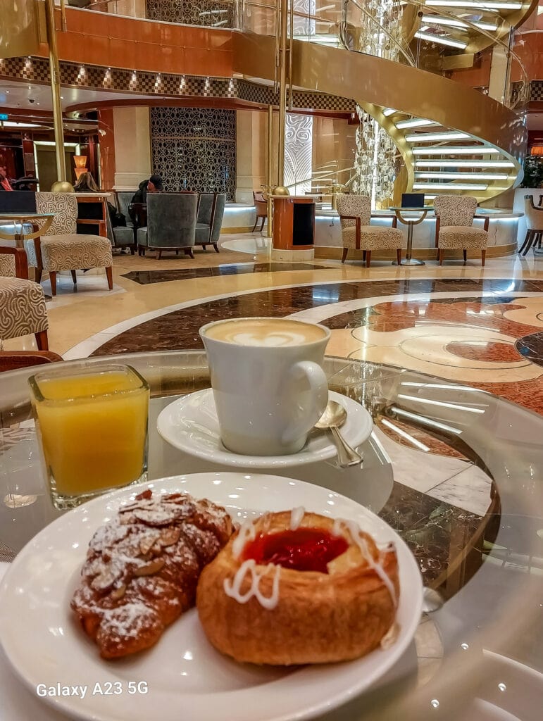 Enjoying breakfast from the INternational Cafe in the Piazza on the Regal Princess