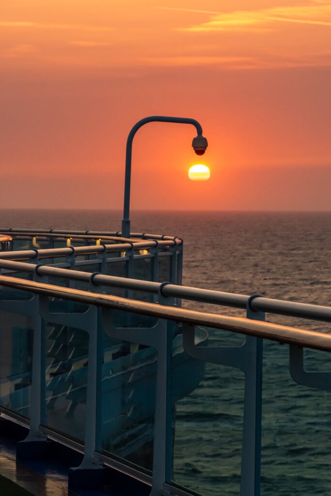 Watching the sun set from the deck of the Regal Princess