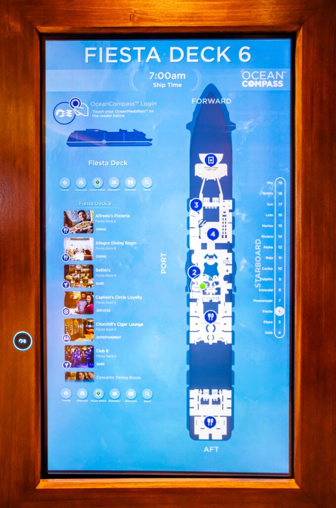 Interactive deck map on the Regal Princess