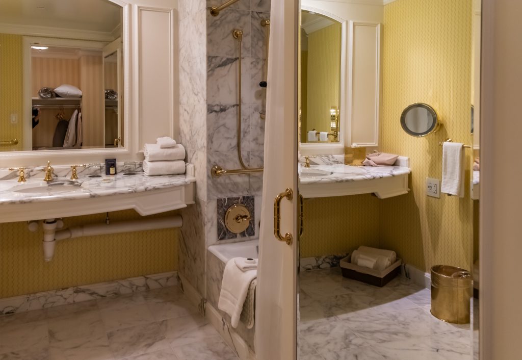 My bathroom at the Grand American Hotel in Salt Lake City