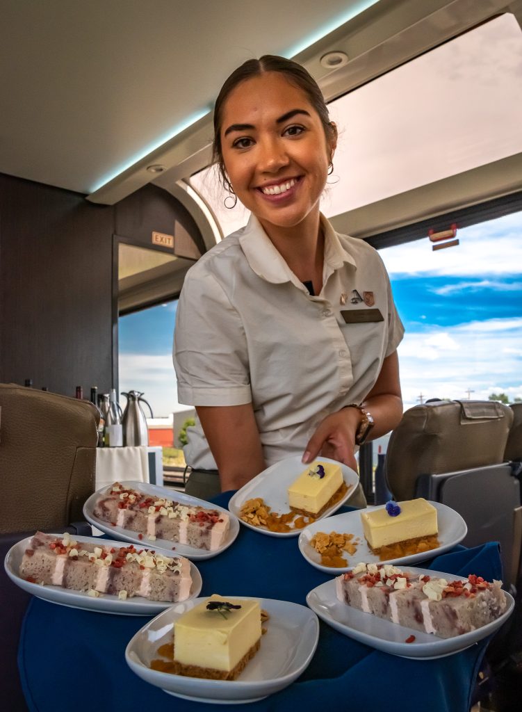 Hostess Olivia presents us with our dessert choices