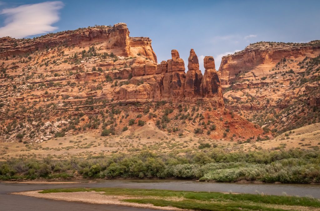 Unique rock formations in Ruby Canyon