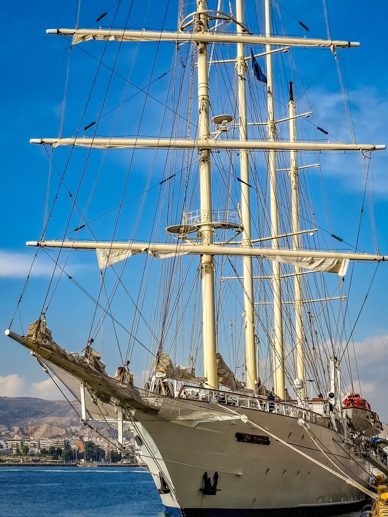 First view of the Star Clipper in Athens