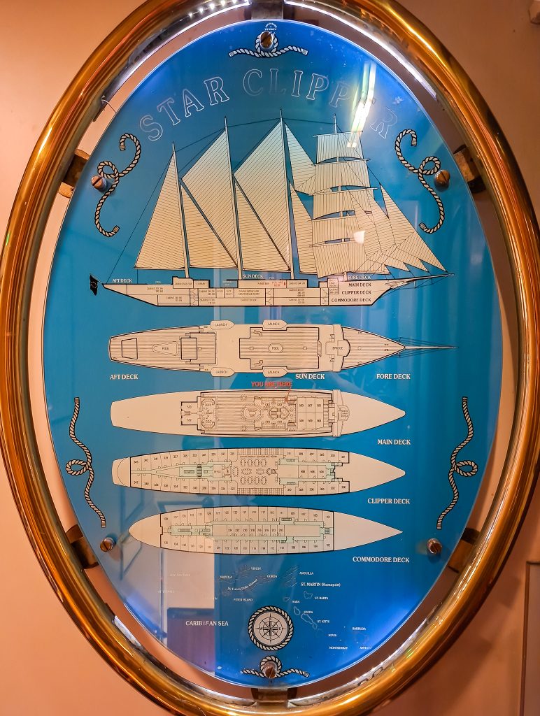 Nautical art on the Star Clipper depicting its deck plans