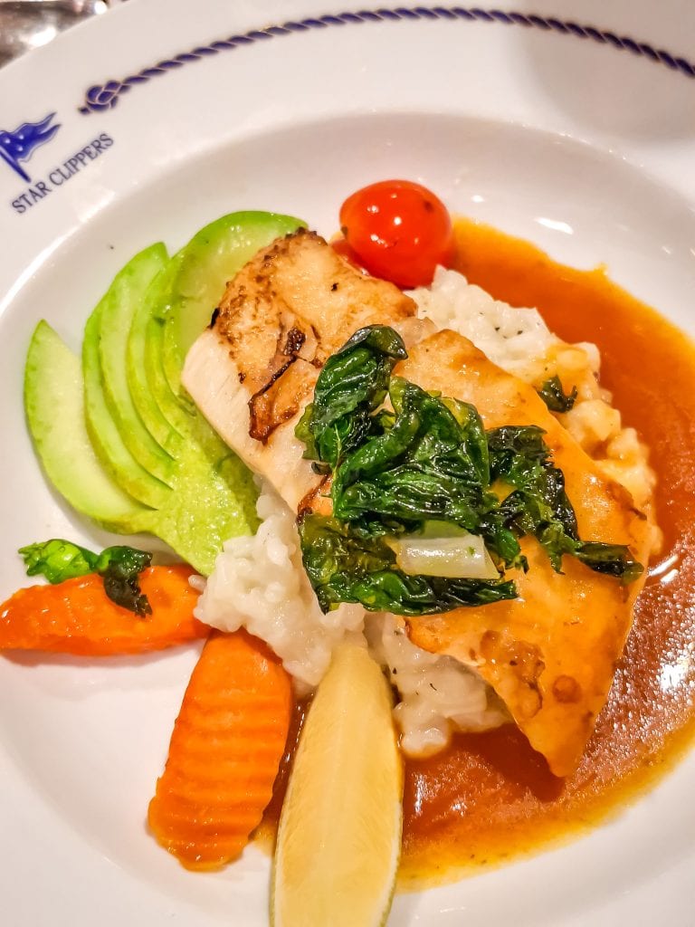 Grilled pike filet with risotto