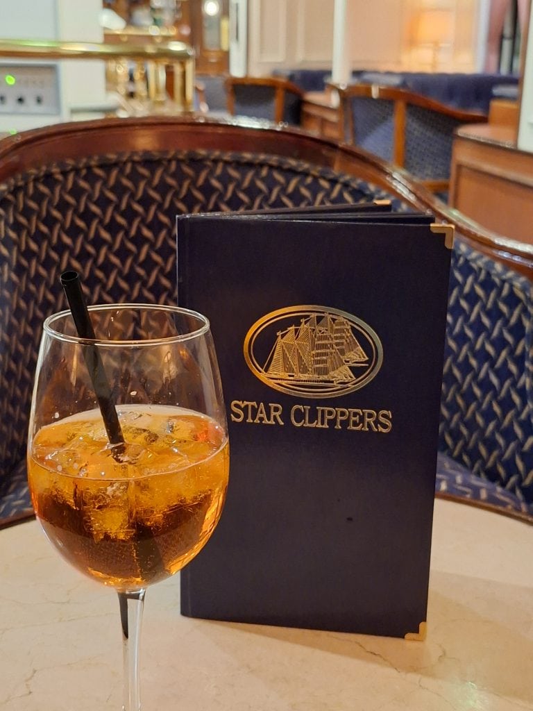 Enjoying a spritz in the lounge
