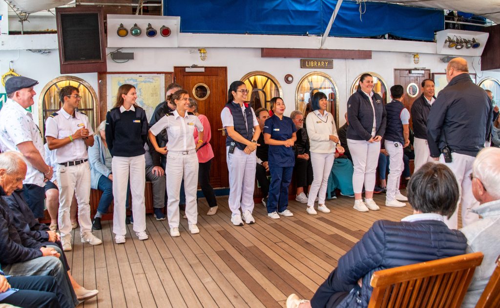 The captain introduces his staff on the Star Clipper