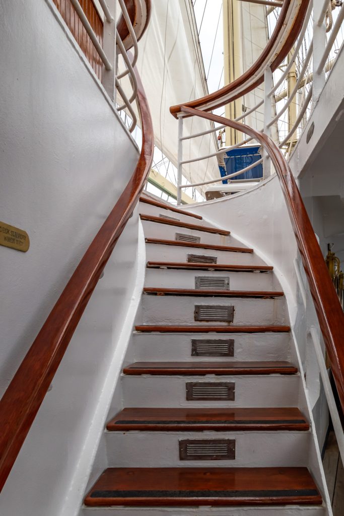 Stairs going up to the Sun Deck