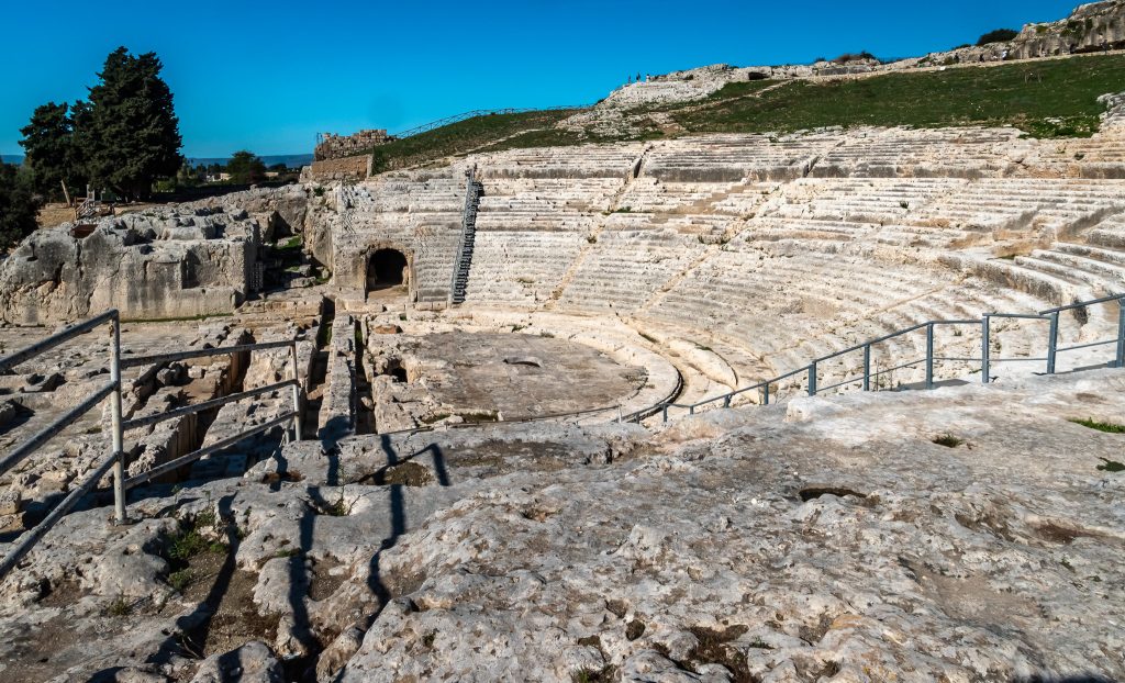 The Roman theater in the Archeological Park in Siracusa