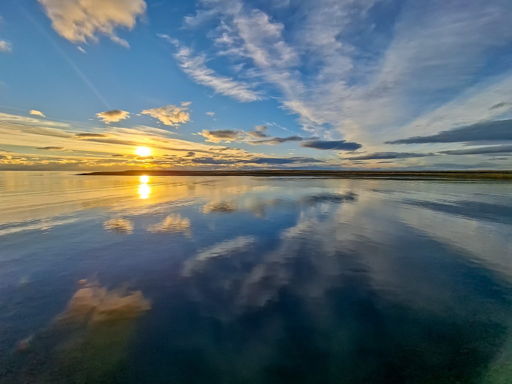 Sunset view from the ferry back to Punta Arenas
