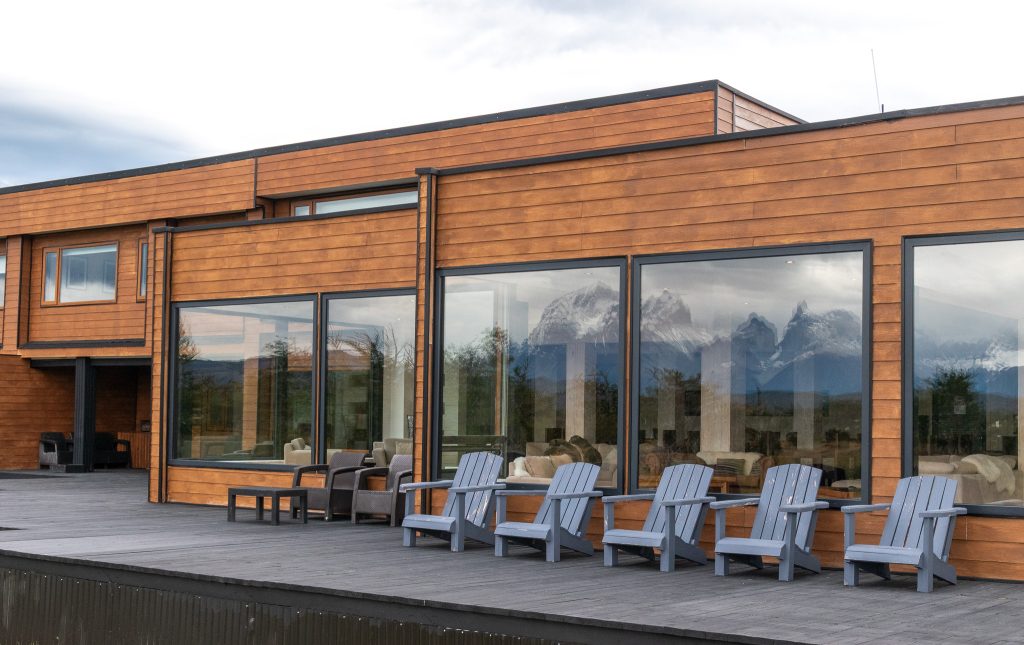 Pampa Lodge with its huge picture windows looking out toward the Torres del Paine mountains