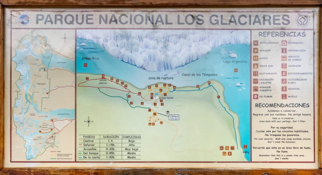 Map of Perito Moreno National Park trails