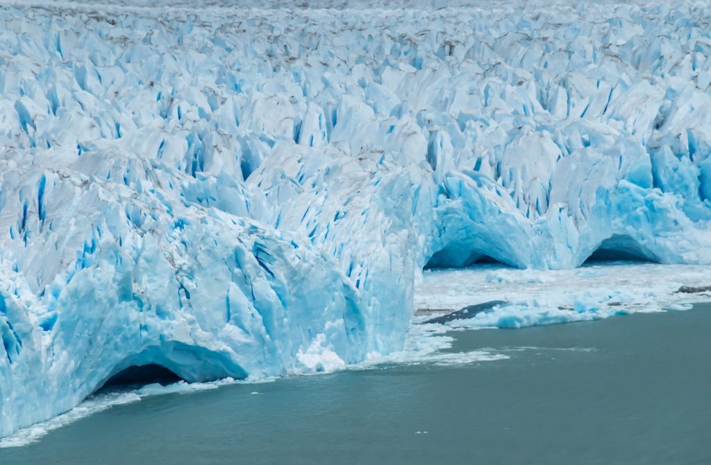 A close up view of the Perito Moreno glacier