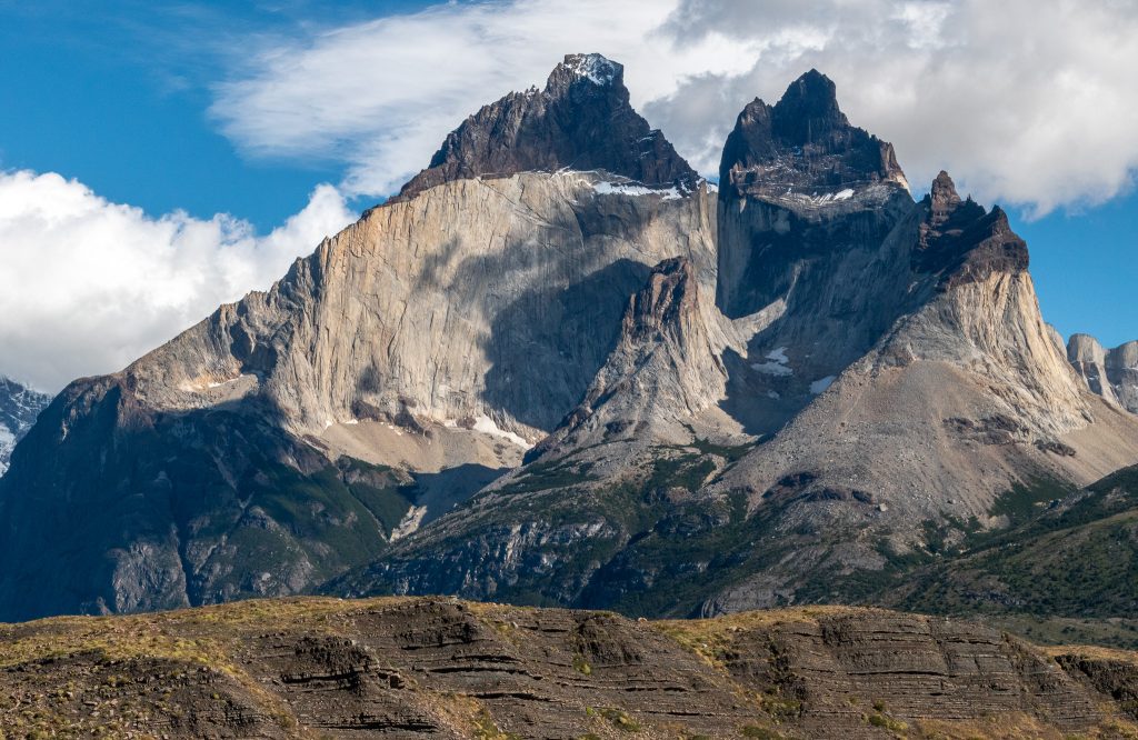 Close-up of the Torres del Paine mountains