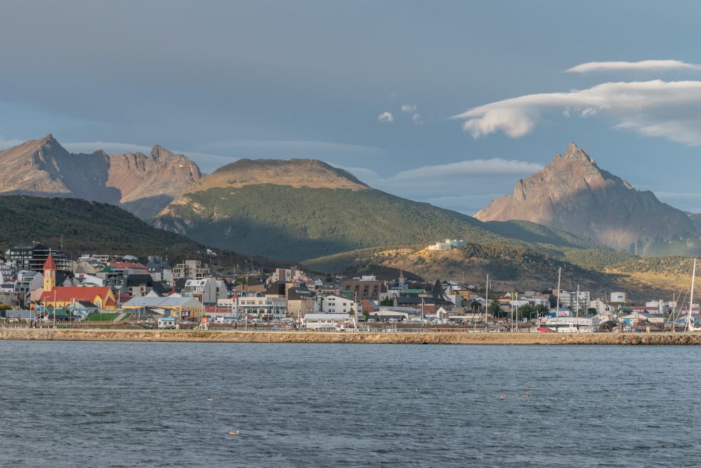 View of Ushuaia over the harbor