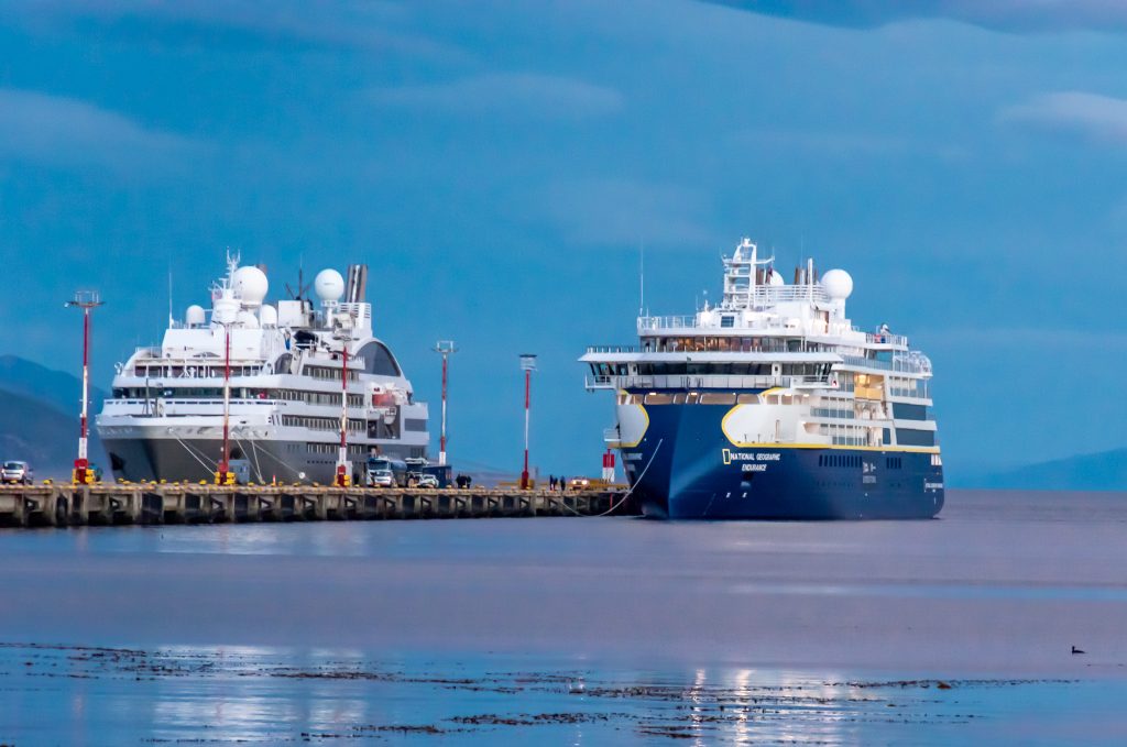 Ponant L'Austral and National Geographic Endurance docked in Ushuaia
