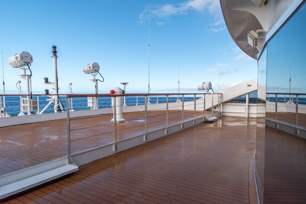 The Outdoor Terrace was a good spot to see the scenery from the front of the ship