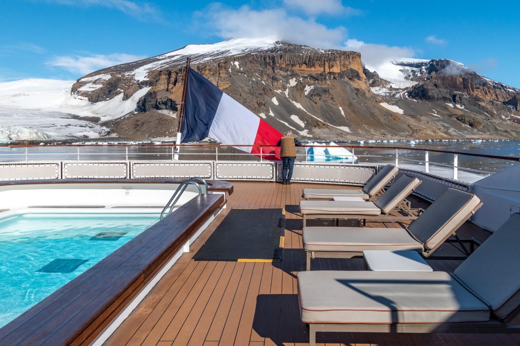 Outdoor deck space on a sunny day