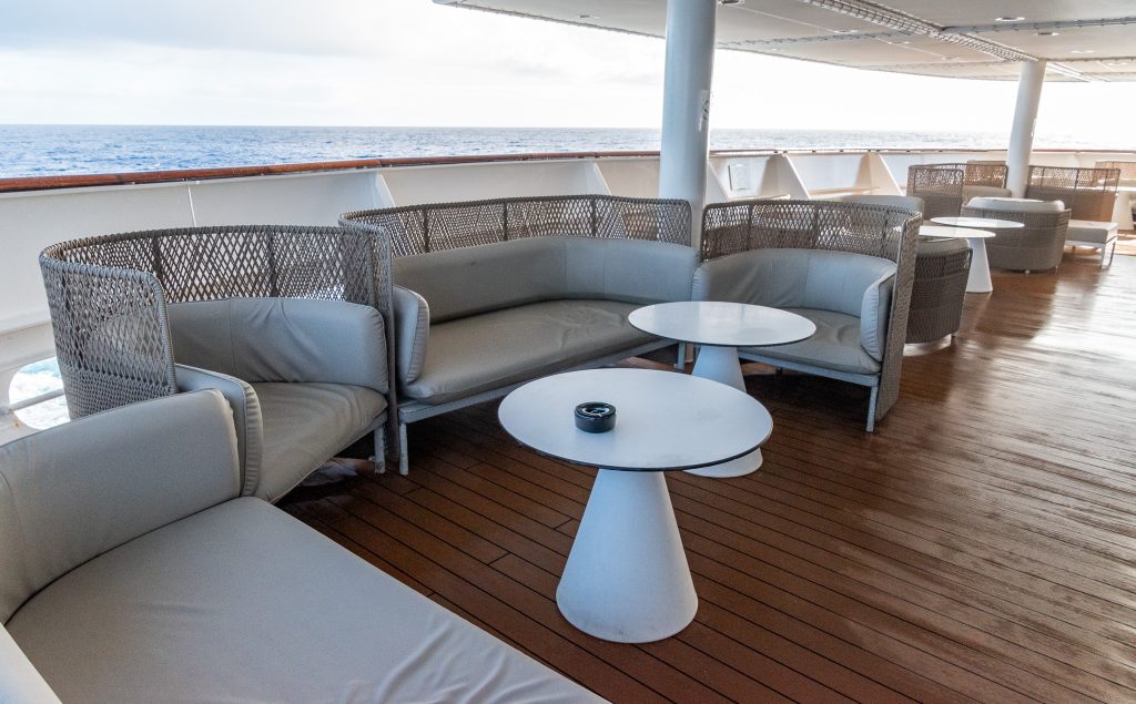 Deck space outside the main lounge on the L'Austral